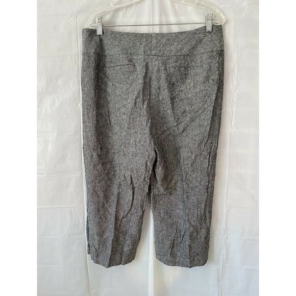 Larry Levine Women's Capri Dress Pants Sz 12 Black Gray Heather Linen Blend - Picture 3 of 10